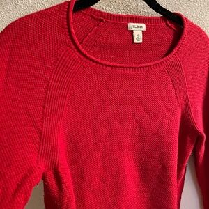 L.L. Bean red cotton roll neck raglan sweater extra small XS